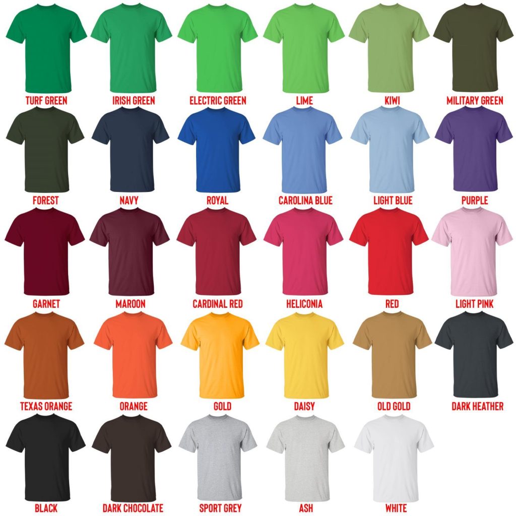 t shirt color chart - Unus Annus Store