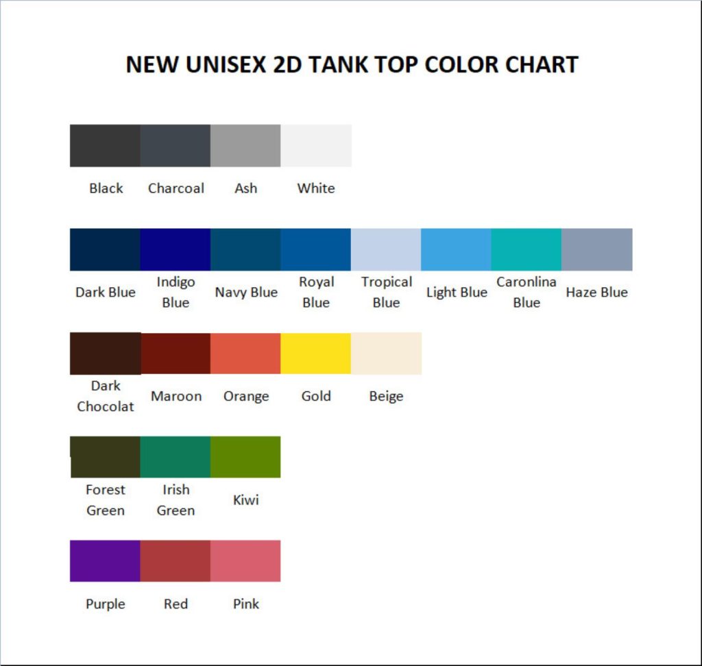 tank top color chart - Unus Annus Store