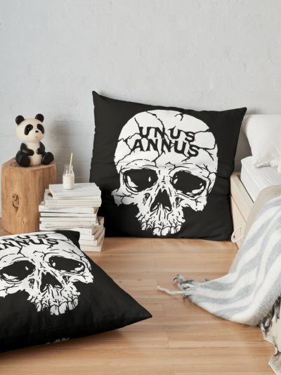 Unus Annus Skull White Throw Pillow Official Unus Annus Merch