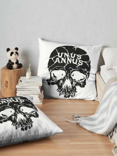 Unus Annus Skull Black Throw Pillow Official Unus Annus Merch