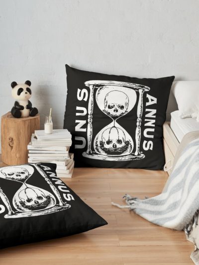 Unus Annus Skull Throw Pillow Official Unus Annus Merch