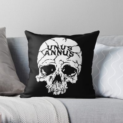 Unus Annus Skull White Throw Pillow Official Unus Annus Merch