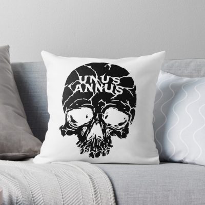 Unus Annus Skull Black Throw Pillow Official Unus Annus Merch