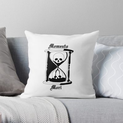 Memento Mori Hourglass Skulls (Unus Annus) Throw Pillow Official Unus Annus Merch