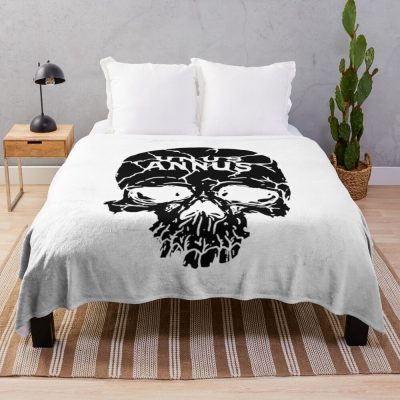 Unus Annus Skull Black Throw Blanket Official Unus Annus Merch