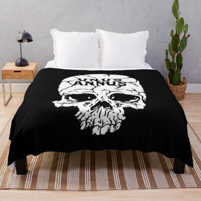 Unus Annus Skull White Throw Blanket Official Unus Annus Merch